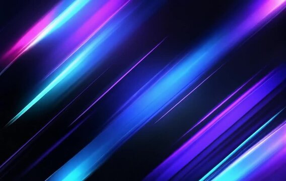 Dynamic diagonal streaks of blue and purple on dark background, copy space