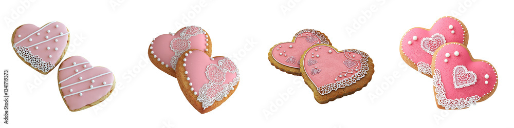Aufkleber Generative Ai has produced heart-shaped cookies that are shown in isolation on a transparent background