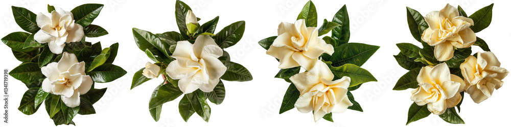 Aufkleber Generative Ai is used to isolate a jasmine flower with leaves on a transparent background
