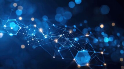 Obraz premium Abstract digital network, futuristic connections, dark blue background, glowing particles