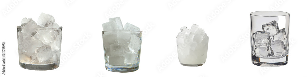 Poster on a transparent background, a glass with ice cubes is depicted, generated by generative ai