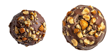Obraz premium Generative Ai has isolated chocolate candies and nuts on a transparent background for display