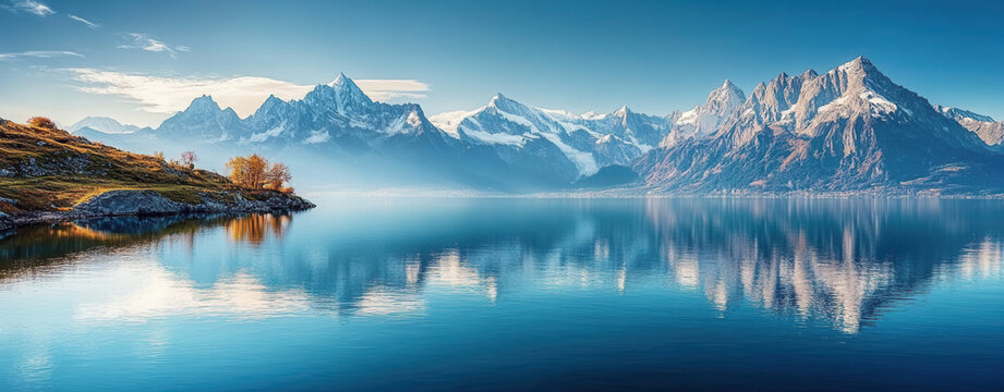 Colorful summer panorama of the Lac Blanc lake with Mont Blanc (Monte Bianco) on background