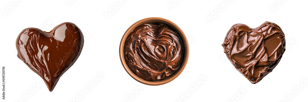 Poster Isolated on a transparent background is a heart-shaped chocolate syrup made using Generative Ai