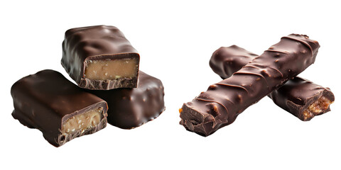 Transparent background features Generative Ai created chocolate dipped biscuit sticks