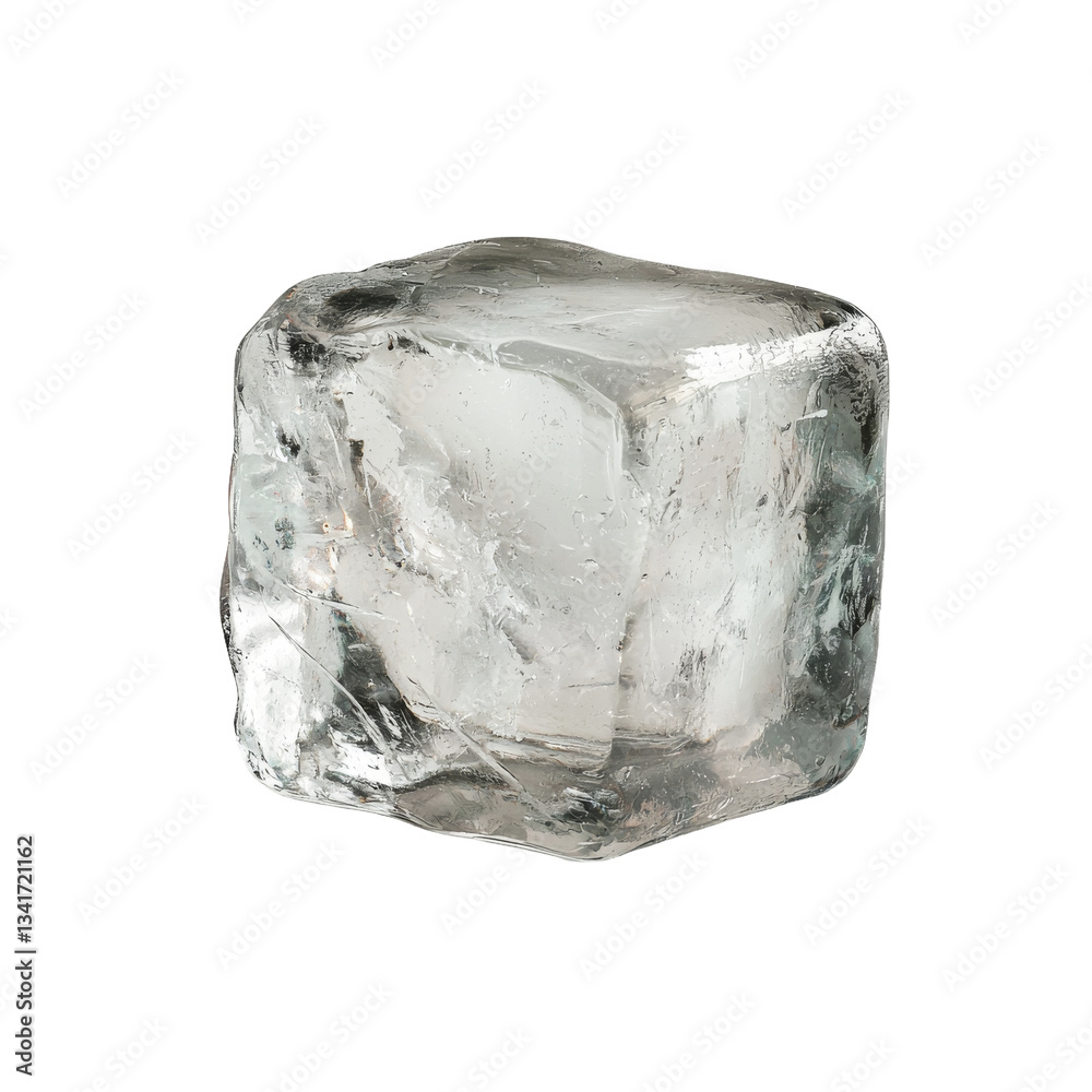 Fototapete crystal ice cube on a transparent background, made with the help of generative ai
