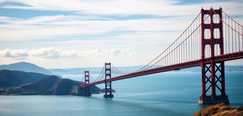 Fototapeta premium Sweeping vista of iconic bridge, sky, and bay, california, west coast