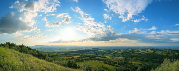 Breathtaking Blue Sky & White Clouds at Sunset – Wide-Angle Landscape Photography with Stunning Horizon & High-Definition Details