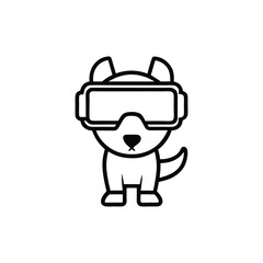Dog Wearing VR Goggles – Cyber Pet Icon, Holographic Leash, Virtual Reality, 2025