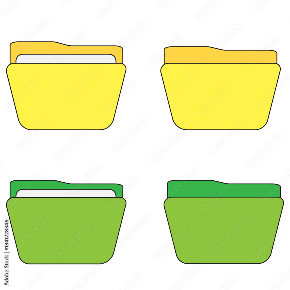 Poster set of icon folder computer file colourful document binder data archive. file folder vector icons. o