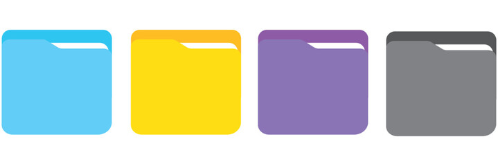 Set of icon folder computer file colourful document binder data archive. File folder vector icons. Office folder icon with documents. Folder for reports and archive cases. 