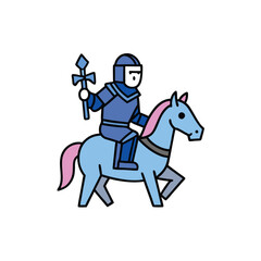 Knight Riding Cybernetic Horse – Sci-Fi & Medieval Fusion, Omega Warrior, Icon & Clipart