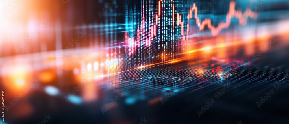 Aufkleber abstract digital background with data visualization and glowing lines representing technology and fi