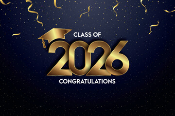 Class of 2026 Text for graduation design, high school or college graduate