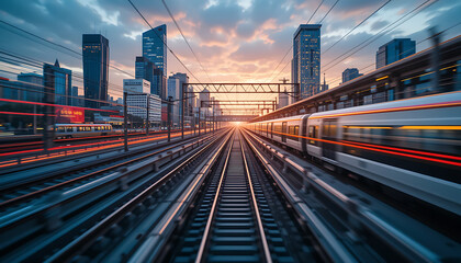 Obraz premium New York city at night, train station, 3D illustration