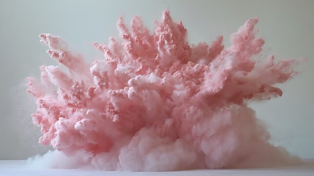 Pink powder explosion with smoke effect in the studio
