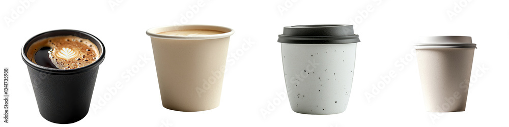 Aufkleber An isolated blank paper coffee cup on a transparent background was generated using stock tools known as Generative Ai
