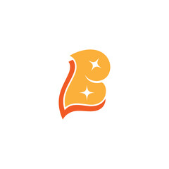 Letter B Logo with star combination flat design style