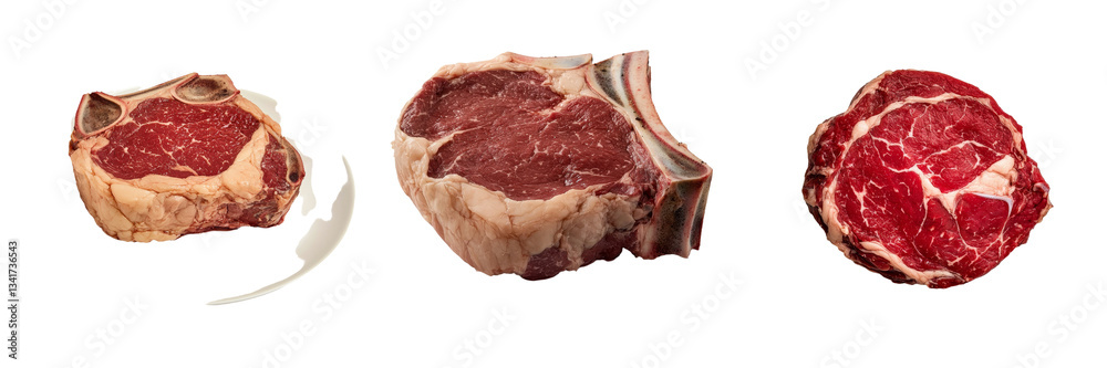 Poster a generative ai has created an image of a rib eye steak, which is made from beef, isolated on a tran
