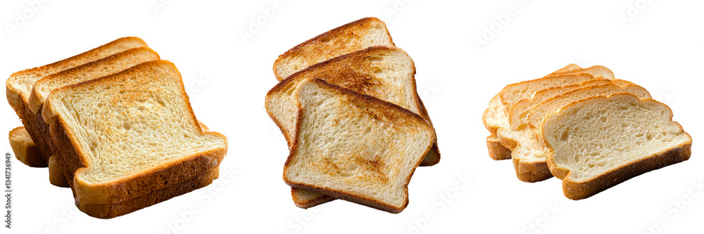 Poster Isolated slices of bread on a transparent background are a product of Generative Ai technology