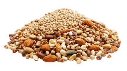 Fototapeta premium A generous pile of mixed nuts and seeds sits invitingly