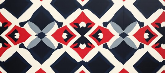 Obraz premium Red, white, and blue geometric pattern with black accents Generative AI