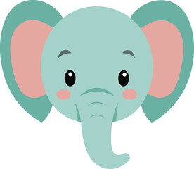 Cute Elephant Head Vector Illustration