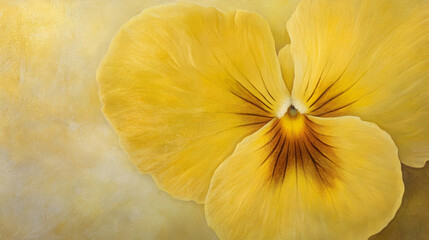 Obraz premium A delicate yellow pansy with soft petals and intricate dark markings, showcasing a natural floral elegance.