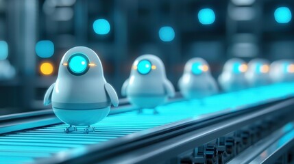 A robotic poultry monitoring system scanning eggs on a conveyor belt, optimizing farm efficiency.