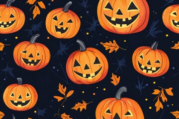 Spooky Jack-o'-lanterns on dark background