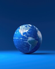Fototapeta premium A vibrant globe representing Earth against a blue background showcasing its beauty.
