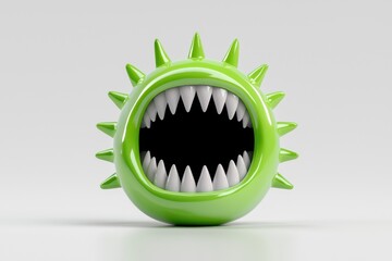 A vibrant green monster with sharp teeth, perfect for creative projects.