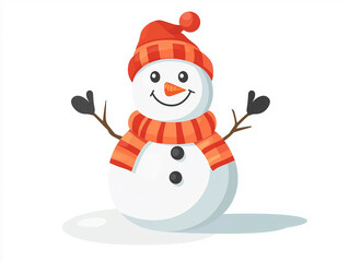 Snowman with falling snowflakes, seasonal postcard image