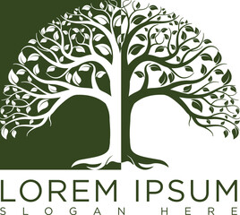 Fototapeta premium Minimalist red and black combination tree logo, futuristic touch geometric elements, suitable for brands that focus on green technology, or the environment. Available in high quality vector format