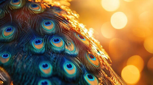 Radiant peacock feather display showcasing iridescent colors and detail