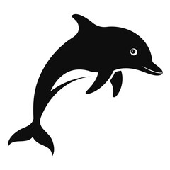 Dolphin Black Silhouette on transparent background