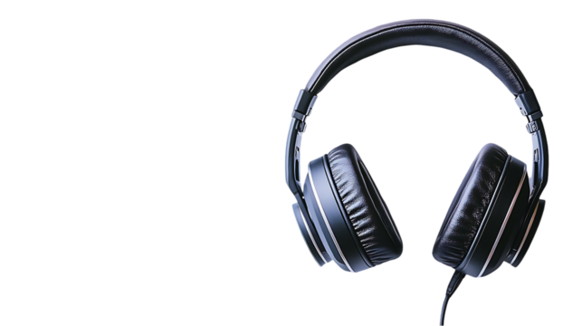 Black and silver over ear headphones against a dark backdrop