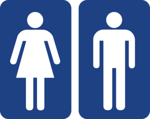 Restroom door pictograms. Woman and man public toilet image signs, female and male hygiene washrooms symbols, black ladies and gentlemen wc restroom ui