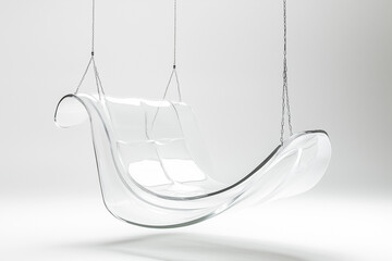 Obraz premium transparent hanging plastic swing with white background