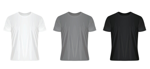 T shirt set. white, grey and black. vector illustration