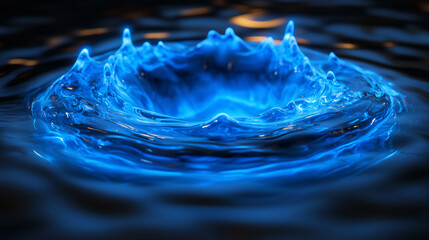 "A symphony of water: the exquisite and vibrant composition of a blue water crown creates a magical and dynamic visual, highlighting the beauty and physics of fluids.