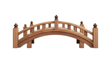 wooden bridge over white background