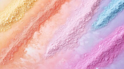 Fototapeta premium Gradient Holi powder patterns on marble, pastel tones, minimalist design. Celebrating color harmony and simplicity.
