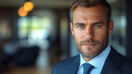 Fototapeta premium Confident Businessman Portrait: A Professional Headshot