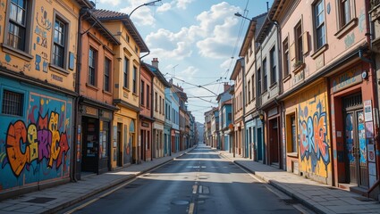 Fototapeta premium Colorful European Street Scene