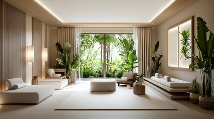 Bright and Cozy Living Room with Large Window and Comfortable Couch