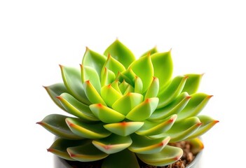 Fototapeta premium A vibrant green succulent plant, isolated on pure white, flora, illustration