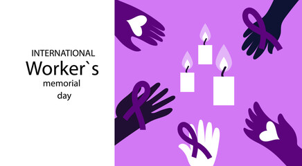 International workers memorial day  banner. Hand draw vector flat illustration for banner, poster. April 28th 