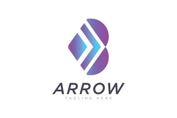 Letter B Arrow Logo concept, Simple Arrow b logo designs concept.  