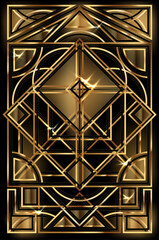 Golden vip invitation card  in art deco style, vector illustration